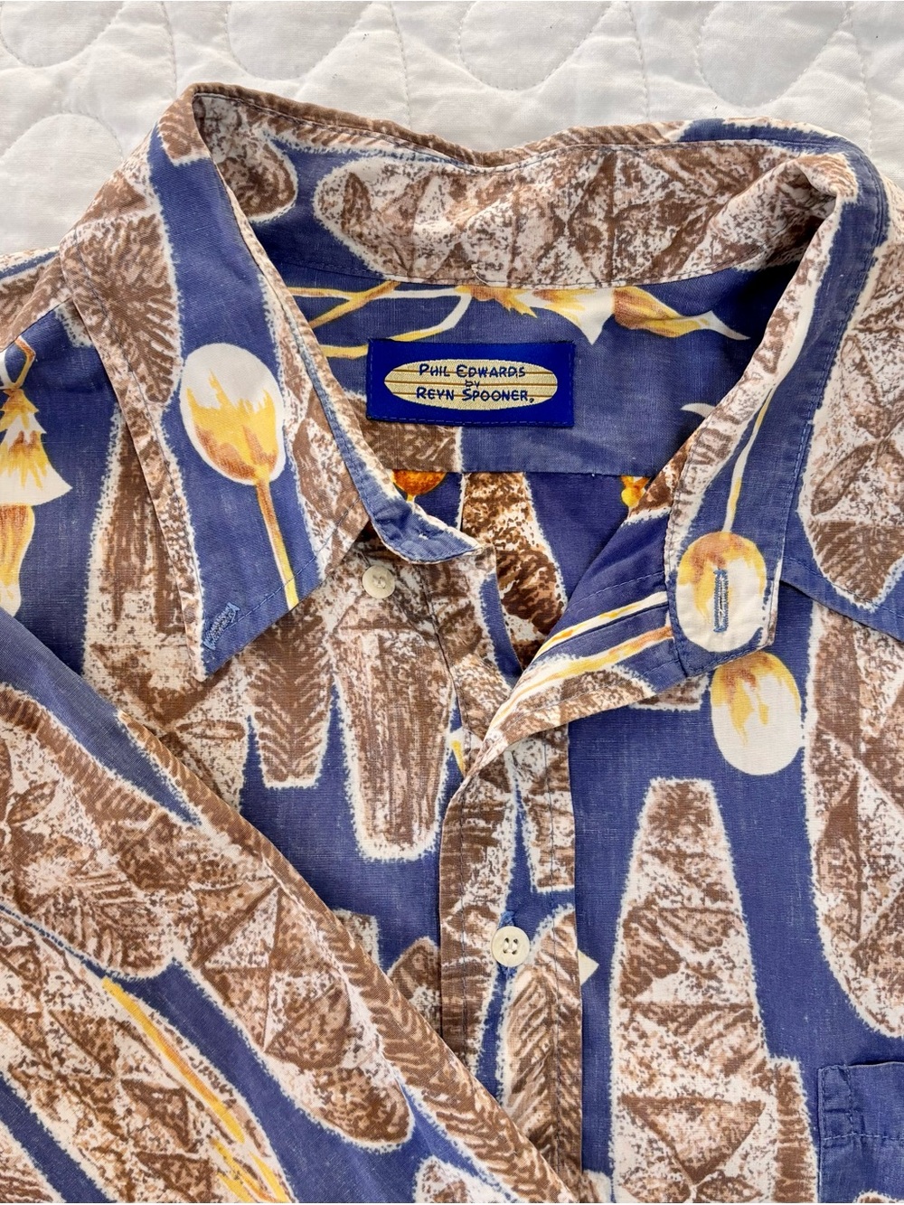 Reyn Spooner Phil Edwards Men's XL Reverse Print Hawaiian Surfboard Button-Up